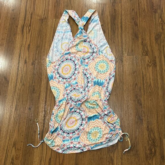 Luli Fama Cover Up Womens Medium Sexy Back Mini Dress Tunic Tank Plunge - Picture 7 of 9